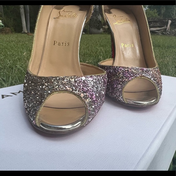 Christian Louboutin Demi You Glitter Peep Toe Pumps - Picture 16 of 16